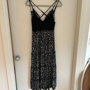 Chrysanthemum Lace Bralette Maxi Dress in Black, size Medium